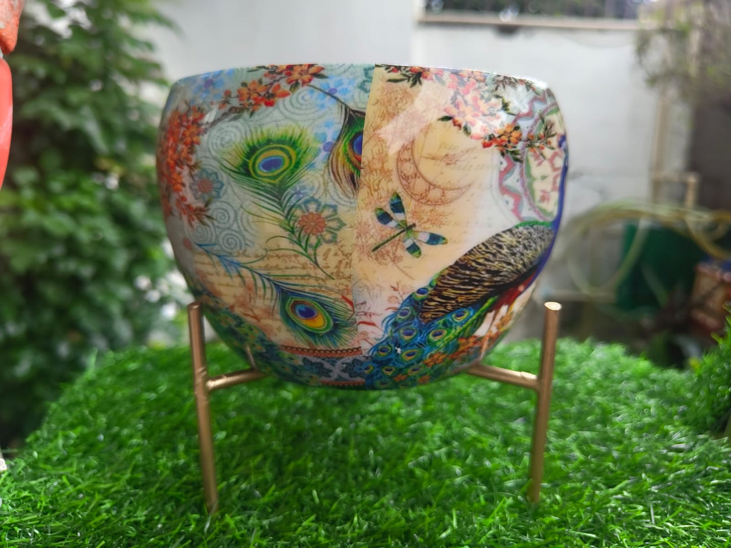 Printed Apple shape pot with stand