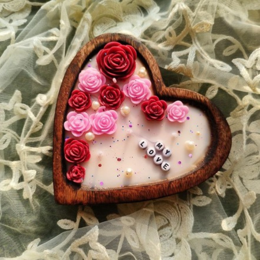 Heart shape Wooden Candle