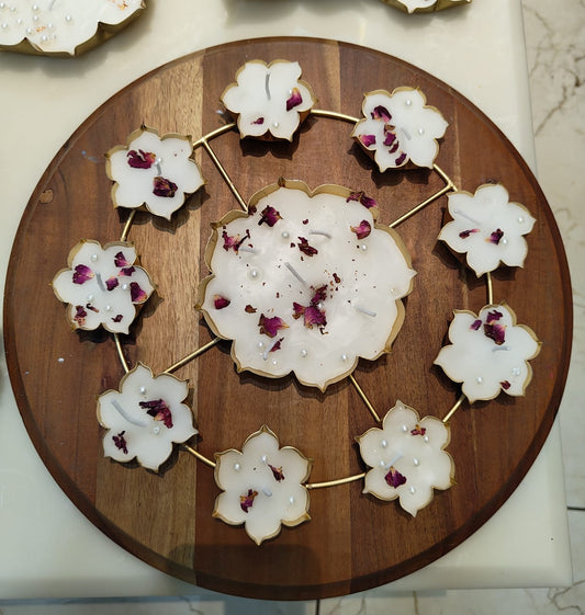 Lotus rangoli urli candle