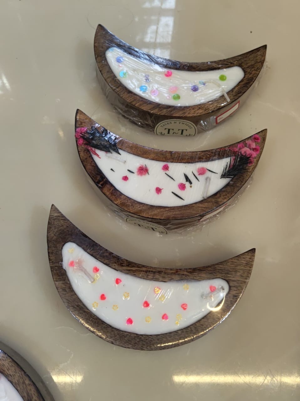 Moon Shape Wooden Candle