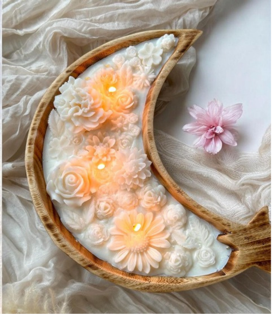 Moon Shape Wooden Candle