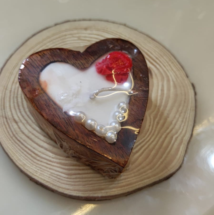 Heart shape Wooden Candle
