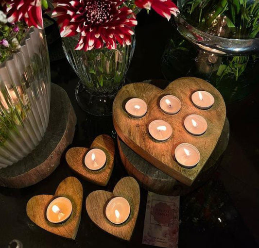 Heart shape Wooden Candle set